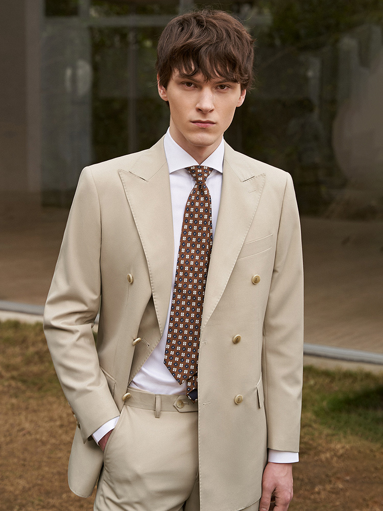 Khaki Formal Wear Men - Conjunto de trajes de lana 30%