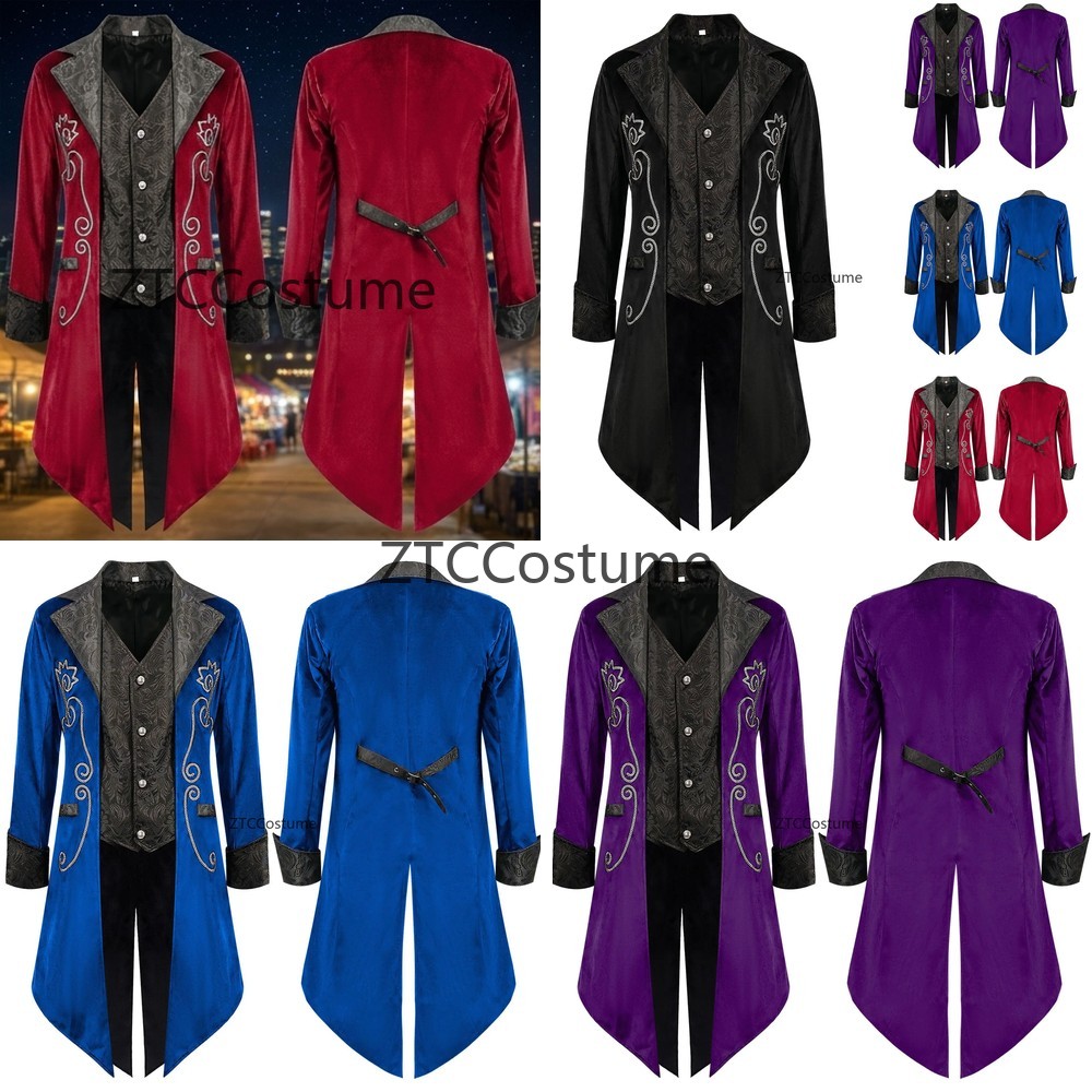 Historical Men'S Formal Wear - Traje de Cosplay Medieval Steampunk Victoriano,