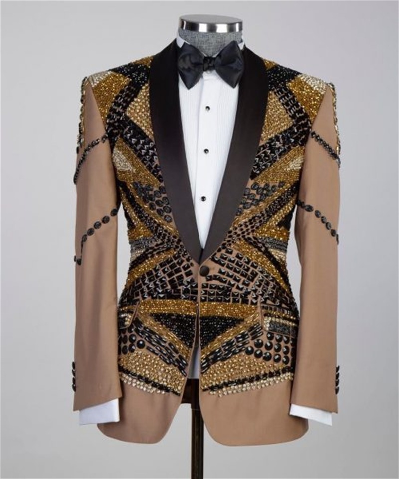 Conjunto de traje caqui con cr - Khaki Formal Wear Men reseña y precio