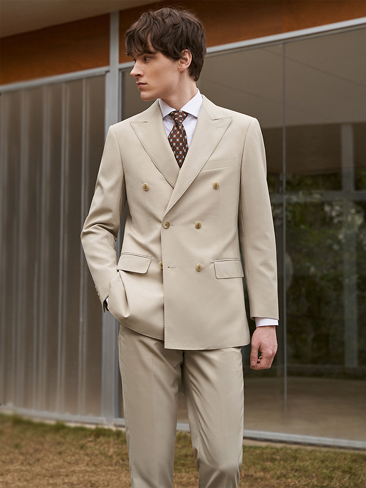 Conjunto de trajes de lana 30% - Khaki Formal Wear Men reseña y precio